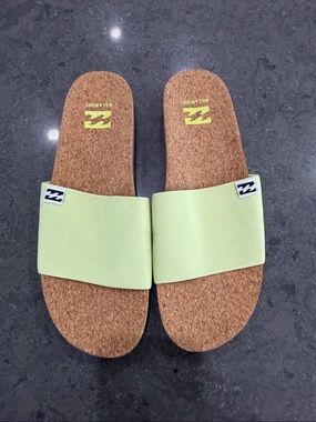 Billabong Women’s Light Green Cork Slide Sandals NWOT